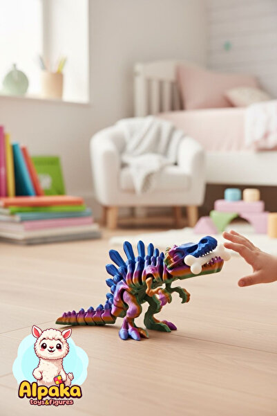 Alpaka toys&figures 3D Baskı Eklemli Hareketli Renkli Dinozor Oyuncak 15 cm –...