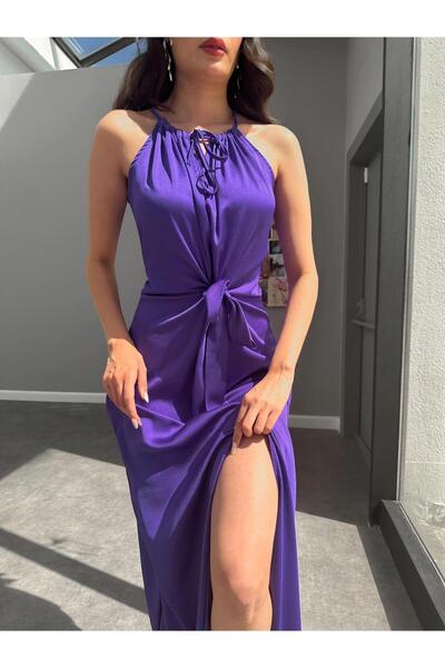 MODALİST Νίνα κομψό μακρύ σατέν φόρεμα