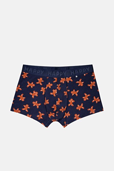 Happy Socks - بوكسر كورابي منقوش للرجال باللون الأزرق الداكن