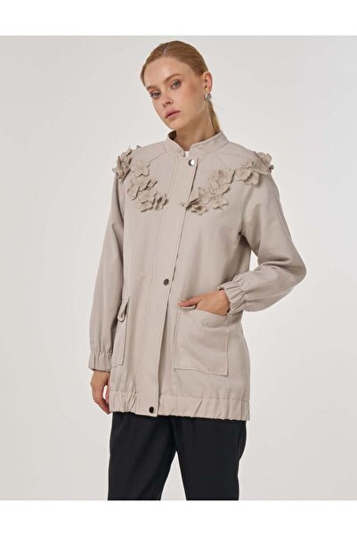 Kayra Aplike Detaylı Kısa Ceket Taş 13034