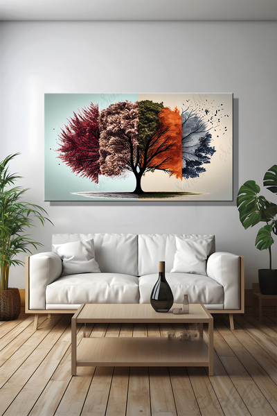 Canvas Wall Table Single Decorative Horizontal Four Seasons Abstract Wood Living Room Kitchen Bedroom Office