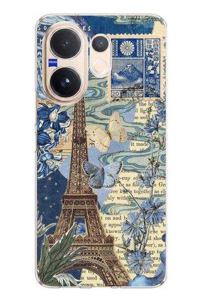 TechTree حافظة سيليكون متوافقة مع هاتف Vivo V60 من طراز Paris وEiffel Tower م...