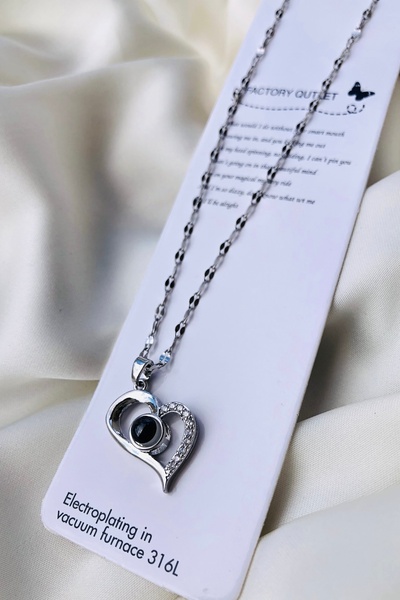 Bonicce I Love You Necklace in 100 Languages Stainless Steel Women's Necklace