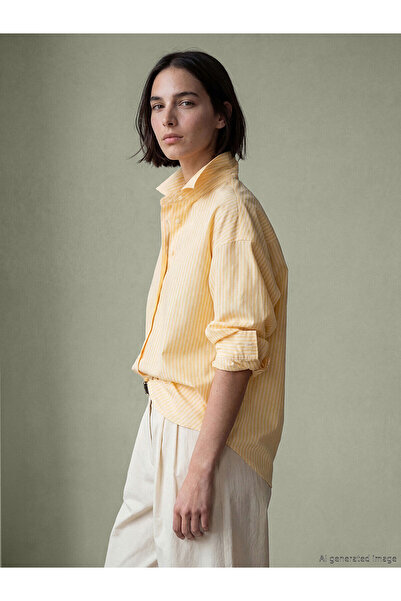 LC Waikiki Nevavm Striped Oversize Poplin Women's Shirt with a Difference
