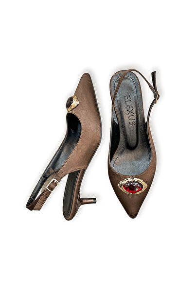 Elexus Γυναικείο σατέν στιλέτο με μεσαίο τακούνι και λεπτομέρεια με πολύχρωμη...