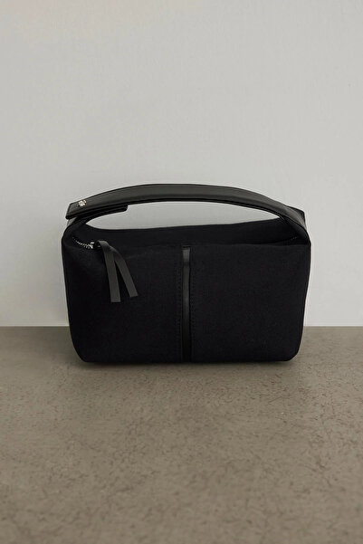 EBROU Black Linen Archi Women's Handbag and Shoulder Bag – Minimal Modern Dai...