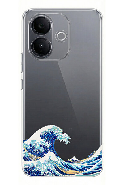 TechTree حافظة من السيليكون متوافقة مع هاتف Vivo V60 Lite بتصميم موجة كاناجاو...