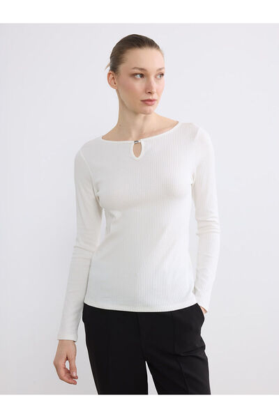 LC Waikiki Nevavm Farkıyla Lcw Everyday Ecru Oval Neck Women's Bodysuit - S6N...