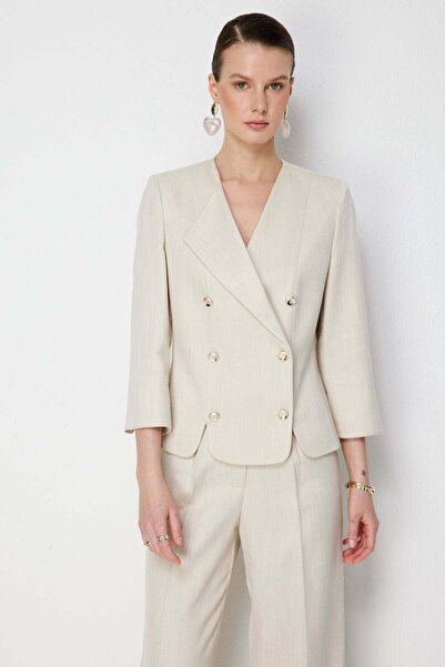 Ekol Metal Buttoned Ruffled Jacket