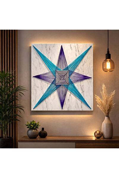 Geometrik String Art Tablo – El Yapımı İp Sanatı Duvar Dekoru – Modern Tasarım Tablo