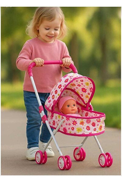 Aksoy Toys Oyuncak Yataklı Puset Bebek Arabası Metal