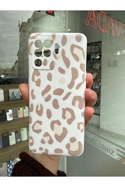 OVADA Oppo Reno 5 Lite/A94 Uyumlu Leopar Desenli Silikon Telefon Kılıfı
