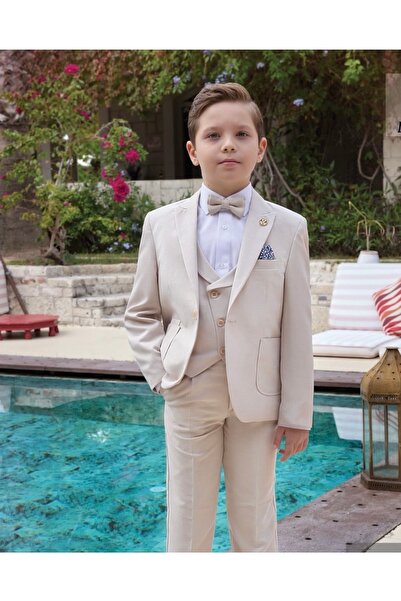 Mogi بدلة ولادية رسمية من ٥ قطع - بيج -