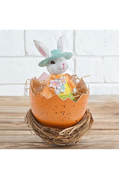 OEM Cuib Decorativ de Paste Portocaliu Ou Iepure Ø10x16cm