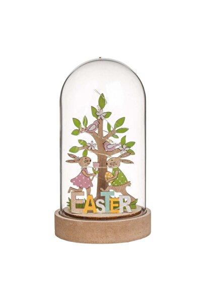 OEM Cupola Decorativa de Paste din Sticla cu Baza de Lemn Iepurasi Copac & 6 ...