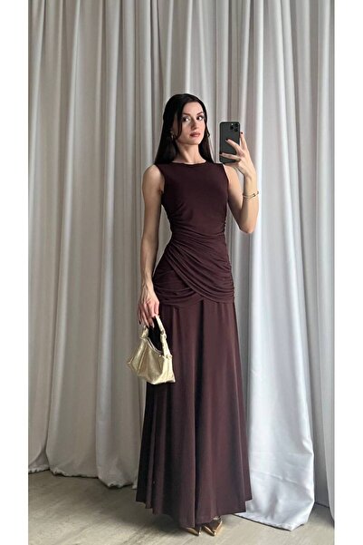 a lessa Kadın Drapeli Uzun Abiye Elbise-Şık ve Zarif Elbise