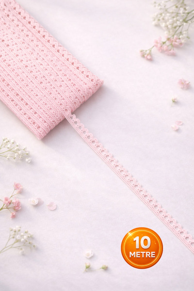 Ak Tuhafiye 10 метрів рожевої бавовняної мережки-копанакі стрічки 10 метрів, ...