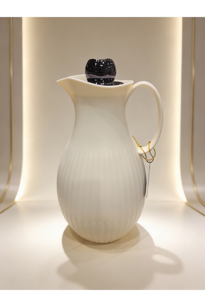 ZALA Fancy Saudi Style Cream White 1 Liter Vacuum Thermos Flask | Glass Liner...