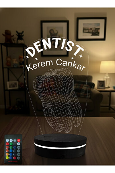 Eymi Design Kişiye Özel İsimli Diş Hekimi Gece Lambası - 3D Diş Tasarımlı LED...