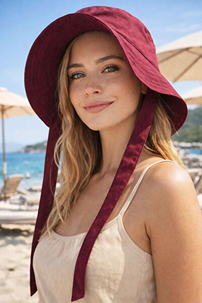 BALIENTE Pălărie de damă tip găleată, bumbac piese, cu detaliu de legătură în...