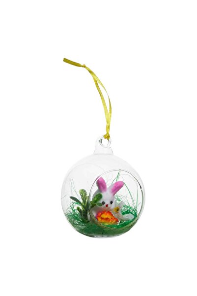 OEM Easter Decoration Glass Nest Bunny Flowers 9.5cm