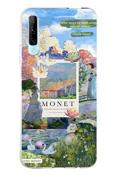 FLAMENKO حافظة هاتف شفافة متوافقة مع هاتف هواوي بي سمارت برو مونيت كولاج منقوش