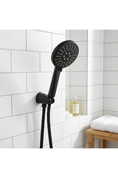 JetVolt Çok Fonksiyonlu İnce Profil Siyah El Duş Başlığı Mat Siyah Yağmur Mas...
