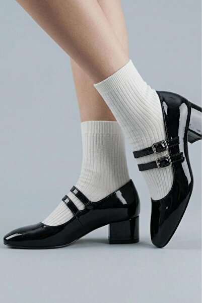 beelleshoe Li̇dya m Mary Janes Model Black Patent Leather Women's Short Heels