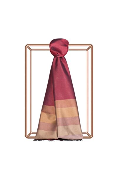 ipekevi Μονόπλευρο μεταξωτό σάλι - Ελίτιστ ριγέ - Βουργουνδίας