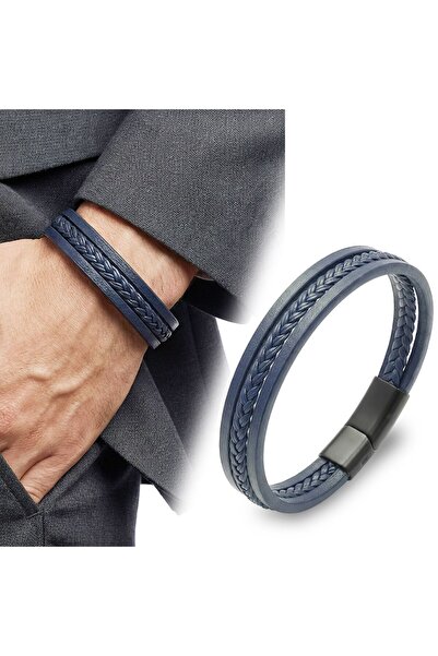 FM 💎   Premium Navy Blue Braided Multi Bracelet 31833B10D6 - 21 cm