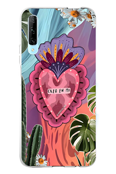 FLAMENKO حافظة هاتف هواوي بي سمارت برو متوافقة مع تصميم القلب الملون وغطاء ال...