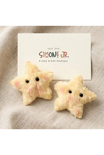 Simone Jr. Set of 2 Smiling Face Plush Star Children's Side Buckles - Yellow
