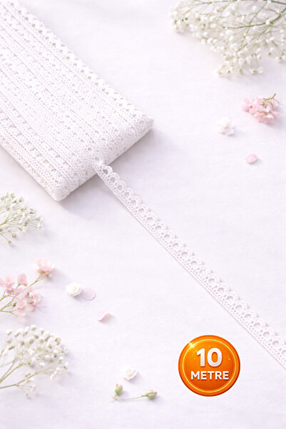 Ak Tuhafiye 10 метрів білого бавовняного мережива-копанакі стрічка 10 метрів,...