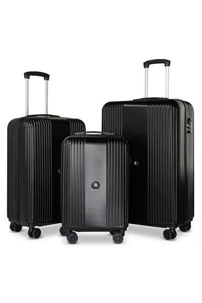 Space طقم حقائب سفر مكون من 3 قطع، مصنوع من مادة ABS، مزود بعجلات دوارة خفيف ...