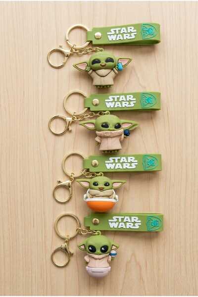invictus design 3D Figürlü Silikon Büyük Boy Starwars Baby Yoda Anahtarlık Ça...