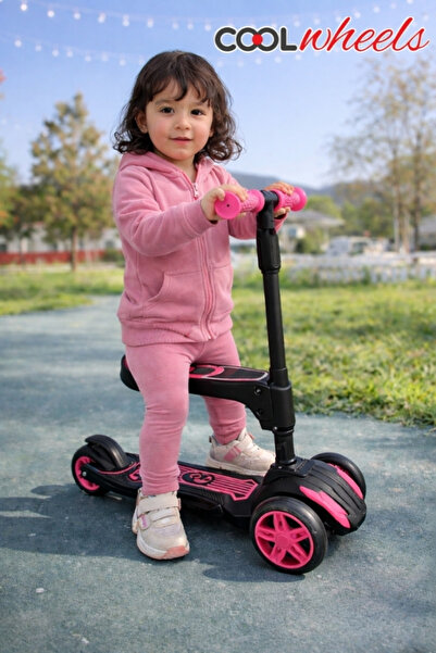 TOHA سكوتر كول ويلز القابل للطي مع مقعد |   سكوتر أطفال مضيء بثلاث عجلات للأع...