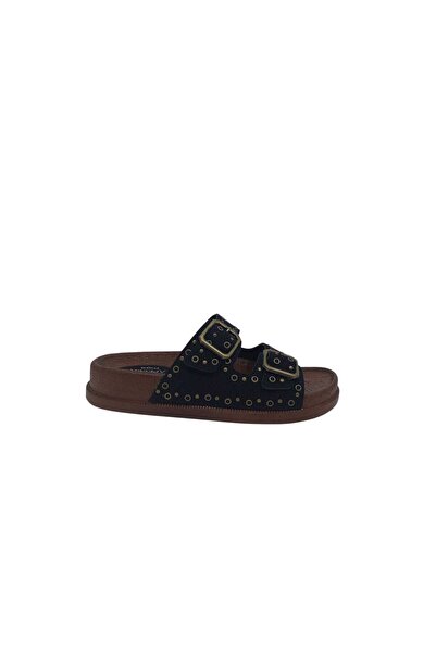 Zerhan Apella 450 Γυναικεία Μαύρη Με αγκράφα Ζώνη με Καρφιά και Χοντρή Σόλα Π...