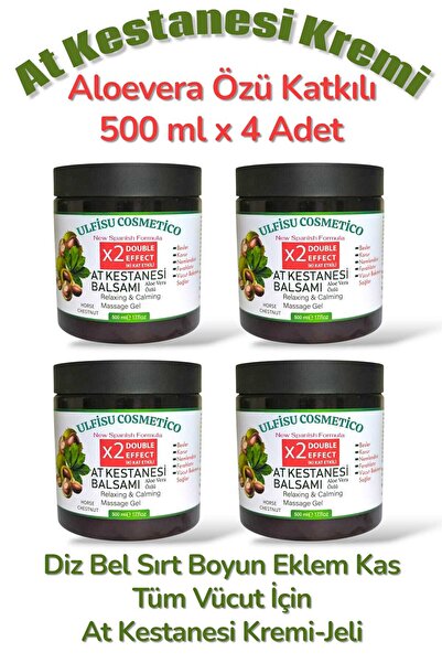 ULFİSU COSMETİCO كريم كستناء الحصان 500 مل 4 قطع - كريم جل كستناء الحصان للرك...