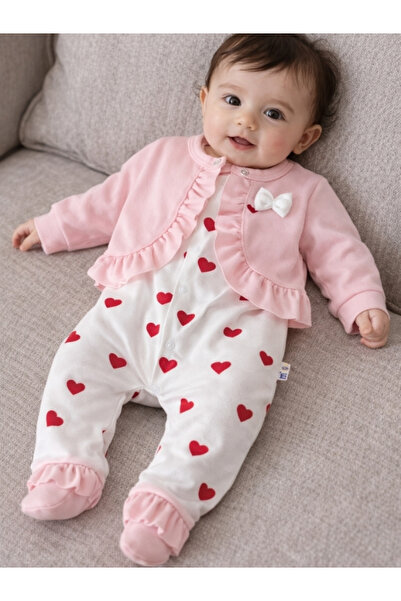 Saye kids bayramlık kız bebek kalpli 2 li tulum