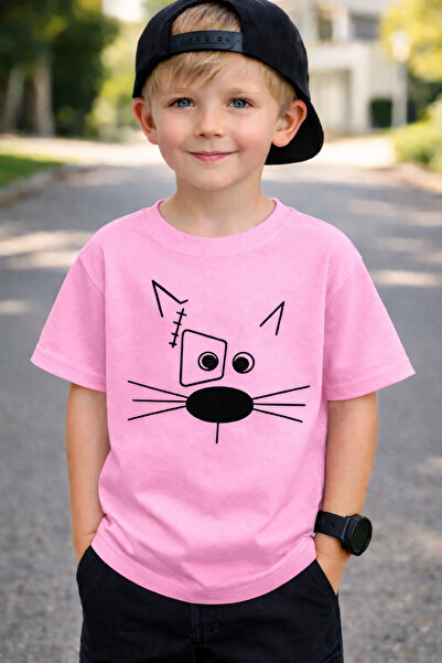 ArtYus Cute Mustache Cat Printed Kids T-Shirt Unisex Cotton Pack Crew Neck Ca...