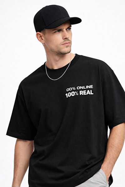 EXPECTED Ανδρικό μοντέρνο μπλουζάκι oversized Summer Design με τύπωμα με Βαμβ...