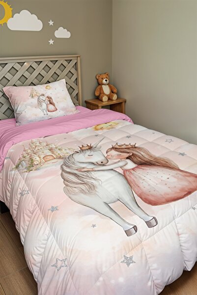 EVPANYA Το Παραμυθένιο Κάστρο της Πριγκίπισσας Με σχέδιο Μονό Πάπλωμα και Θήκ...