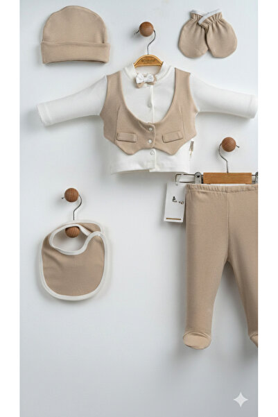 LennaBaby 5-Piece Newborn Baby Boy Hospital Release Tuxedo Set with Bow Tie B...
