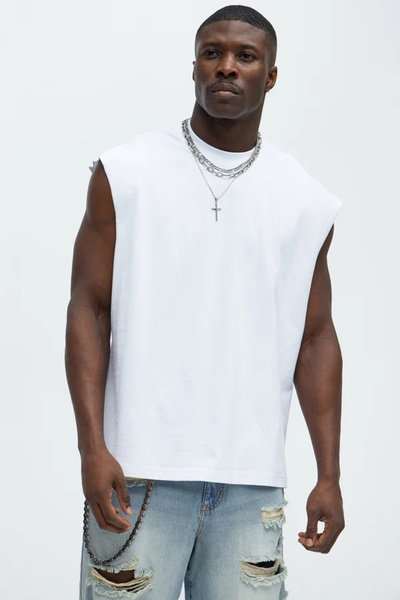 KAWEAR Men's Relaxed Premium Sleeveless Combed Cotton Tshirt