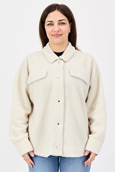 Fire & Glory جاكيت شيربا نسائي منسوج، بيج