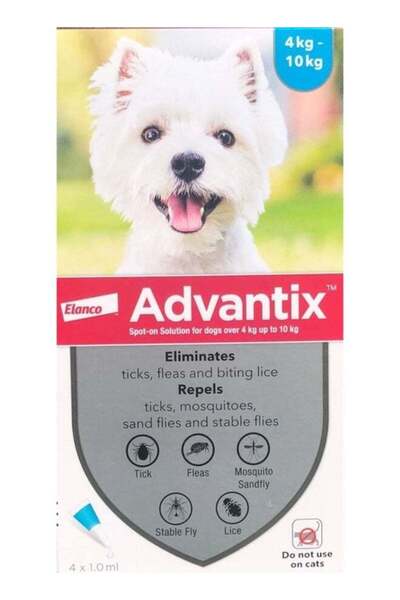 Advantix دواء موضعي لحماية الكلاب من البراغيث والقراد بوزن 4-10 كجم، 4 جرعات ...