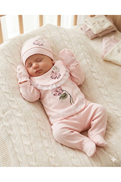 LennaBaby Newborn Baby Girl Hospital Release Set of Cotton Floral Embroidered...