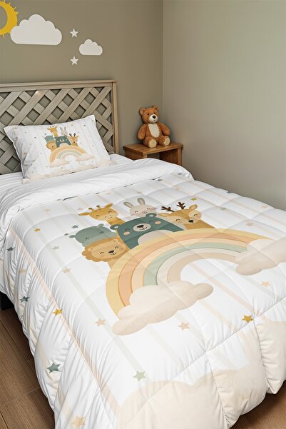 EVPANYA أصدقاء قوس قزح منقوش مفرد لحاف وغطاء وسادة