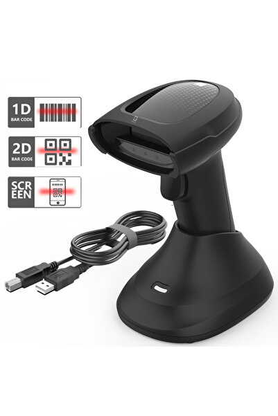 FAMIFY 1D/2D/QR Barcode Scanner Wireless 2.4G Bluetooth USB Auto Scan POS Ret...