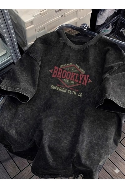 PENTHİLUS تي شيرت Asıt Yıkamalı كبير الحجم للجنسين - تي شيرت كبير الحجم مغسول